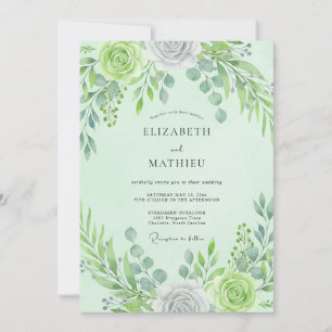 Invitation Mariage printanier séduisant vert menthe