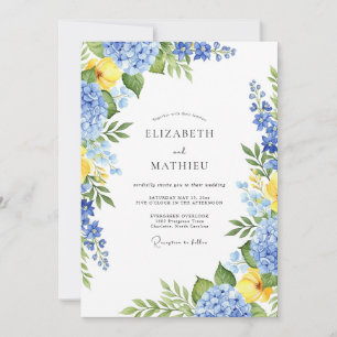 Invitation Mariage printanier serein bleu