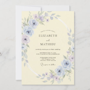 Invitation Mariage printanier serein de couleur bleu ciel