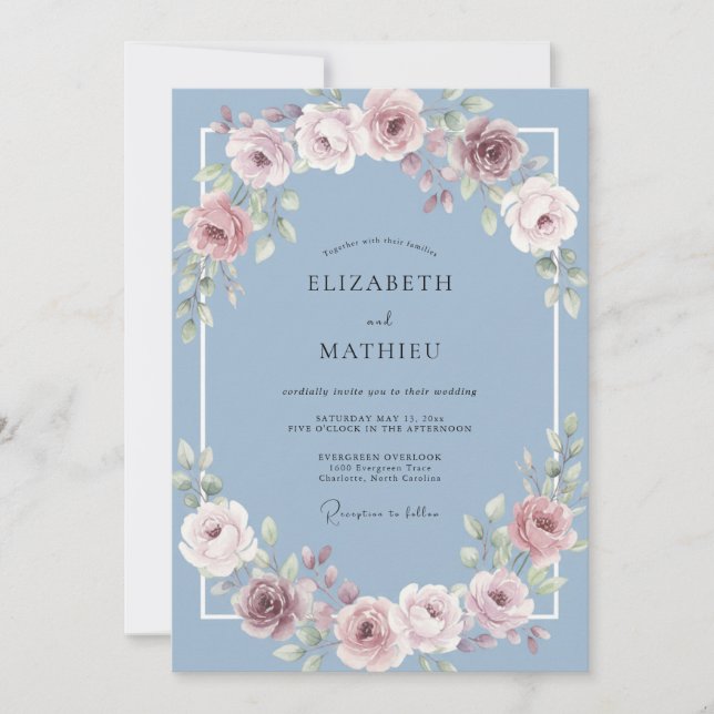 Invitation Mariage printanier serein et Pervenche (Devant)