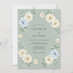 Invitation Mariage printanier verdoyant au vert sauge