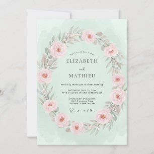 Invitation Mariage printanier verdoyant de couleur vert menth