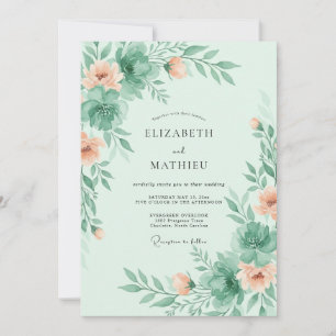 Invitation Mariage printanier verdoyant vert menthe