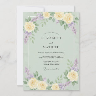 Invitation Mariage printanier verdoyant vert sauge