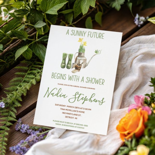 Invitation Mariage printanier vert et marron : une garden-par (Créateur téléchargé)