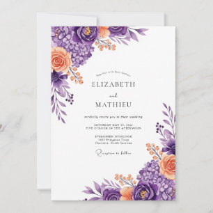 Invitation Mariage printanier violet luxuriant