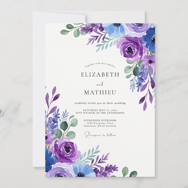 Invitation Mariage printanier violet séduisant (Devant)