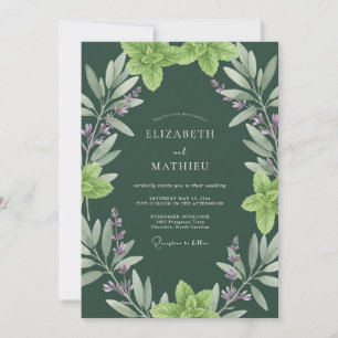 Invitation Mariage Profond Eucalyptus Herbal Olive