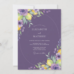 Invitation Mariage profond violet citron eucalyptus