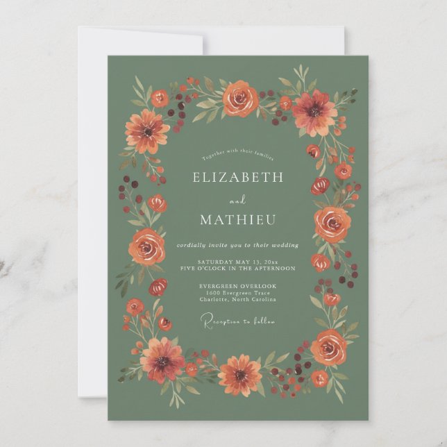 Invitation Mariage prospère à fleur d'oranger sage (Devant)