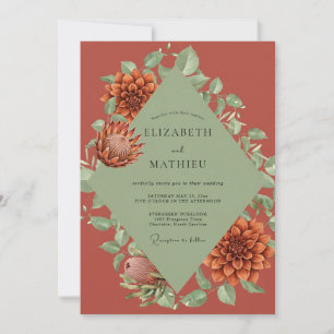 Invitation Mariage Protea Eucalyptus Rouille de Sienne