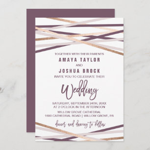 Invitation Mariage Purple Blush et Rose Gold Streamers
