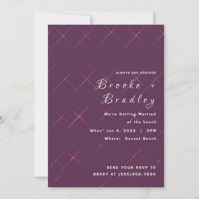 Invitation Mariage Purple Diamond Glow (Devant)
