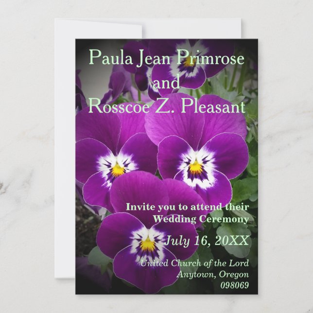 Invitation Mariage purple Pansy (Devant)