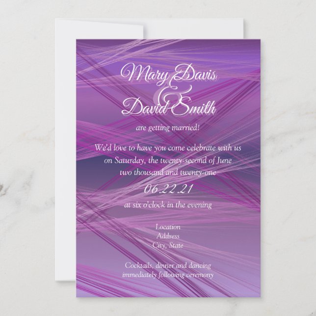 Invitation Mariage Purple Streaks (Devant)