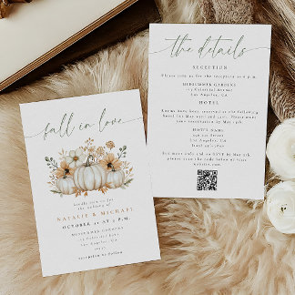 Invitation Mariage QR Code Bohème de Pumpkin Fall in Love
