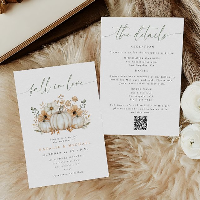Invitation Mariage QR Code Bohème de Pumpkin Fall in Love (Créateur téléchargé)
