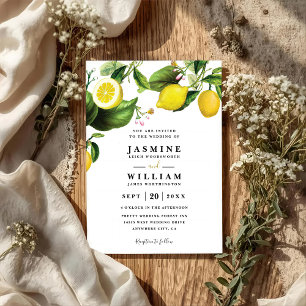 Invitation Mariage QR Code Élégant Rustique Arbre aux Citrons