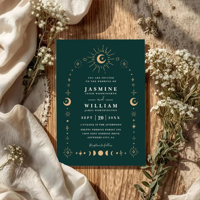 Invitation Mariage QR Code Nuit de Lune Galaxie Céleste Bohèm (Créateur téléchargé)