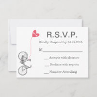 Mariage R.S.V.P. Inviter vélo et coeur