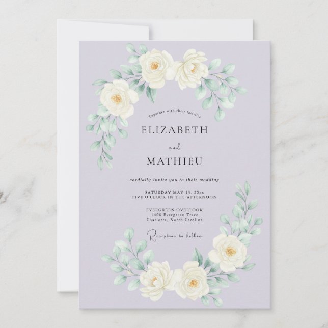 Invitation Mariage Radieux de Lilas et Rose (Devant)