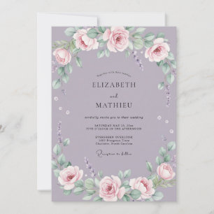 Invitation Mariage Raffiné au Lilas Poussiéreux Rose