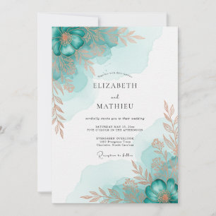 Invitation Mariage raffiné côtier sarcelle