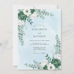 Invitation Mariage rafraîchissant bleu ciel dans la nature