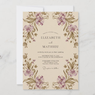 Invitation Mariage Raisin Olive Mauve