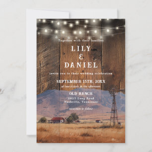 Invitation Mariage Ranch Barn Western Tout En Un