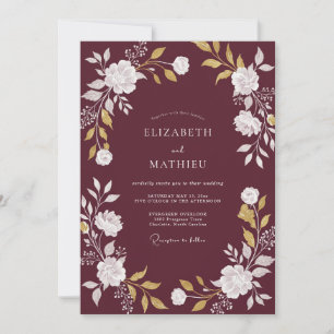 Invitation Mariage Ranunculus Eucalyptus Or Vin