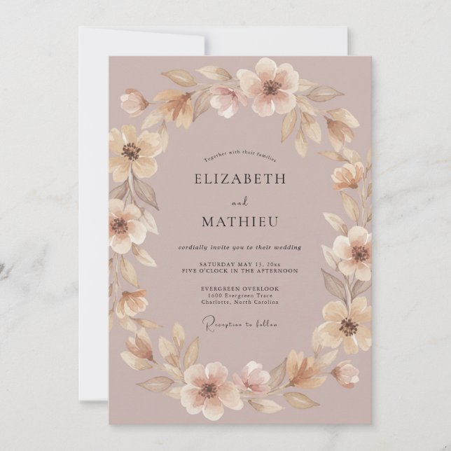 Invitation Mariage Ranunculus Eucalyptus Teinte Argentée (Devant)