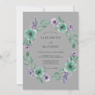 Invitation Mariage Ranunculus Menthe Ardoise Eucalyptus Doux