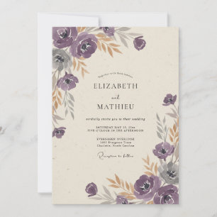 Invitation Mariage Ranunculus Rouge Foncé Eucalyptus Or Subti
