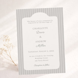 Invitation Mariage rayé d'ivoire argenté chaud