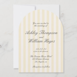 Invitation Mariage rayé Vintage jaune