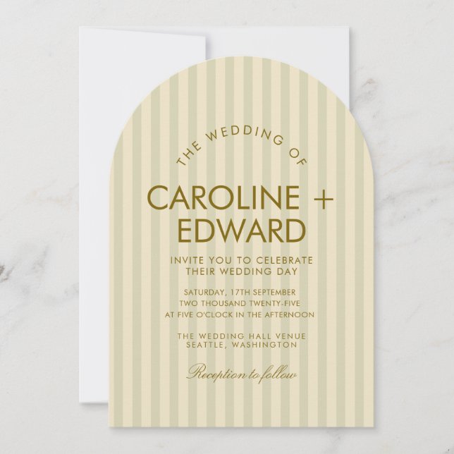 Invitation Mariage rayée de luxe (Devant)