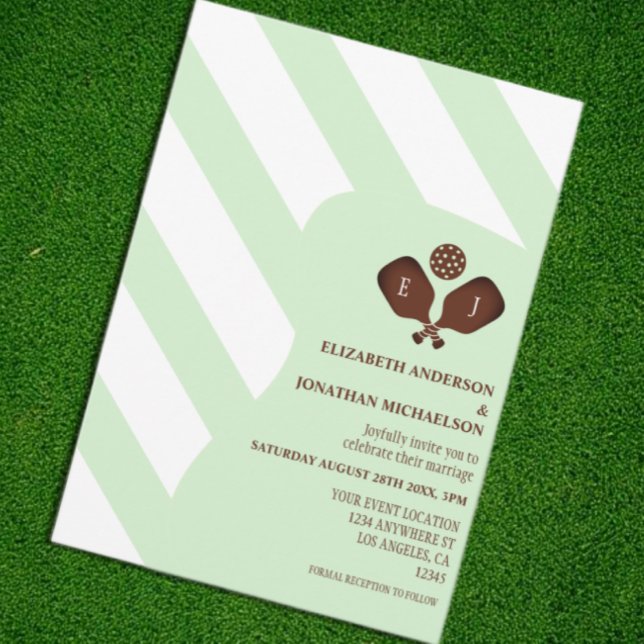 Invitation Mariage Rayures Préparatoires de Pickleball (Créateur téléchargé)