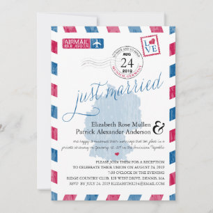 Invitation Mariage récent par avion antique Réception post-ma