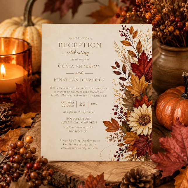 Invitation Mariage Réception Automne Tournesol | (Créateur téléchargé)