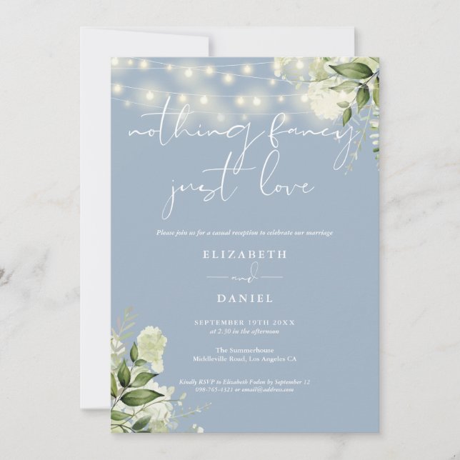 Invitation Mariage Réception de Fuite avec Lumières et Verdur (Devant)