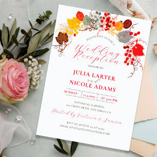 Invitation Mariage Réception Fleurs de French Sweet Berry Gra