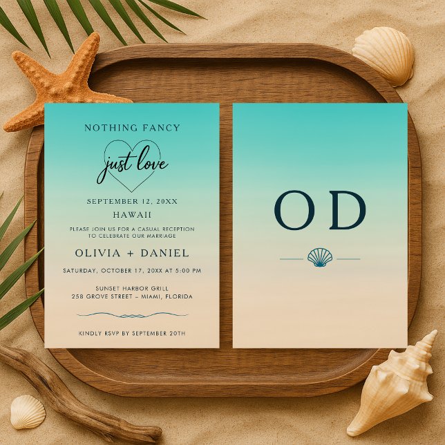 Invitation Mariage Réception Moderne de Fuite sur une Plage T (Créateur téléchargé)