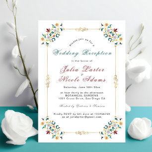 Invitation Mariage Réception Motif Classique Géométrie Vintag