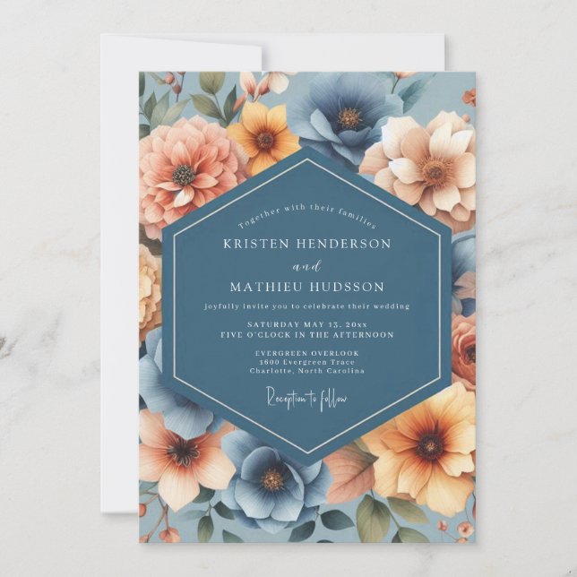 Invitation Mariage Récolte Ambre Ardoise (Devant)