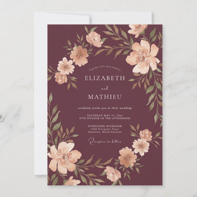 Invitation Mariage Récolte Bourguignon Poli (Devant)