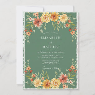 Invitation Mariage Récolte Chaude Vert Sauge