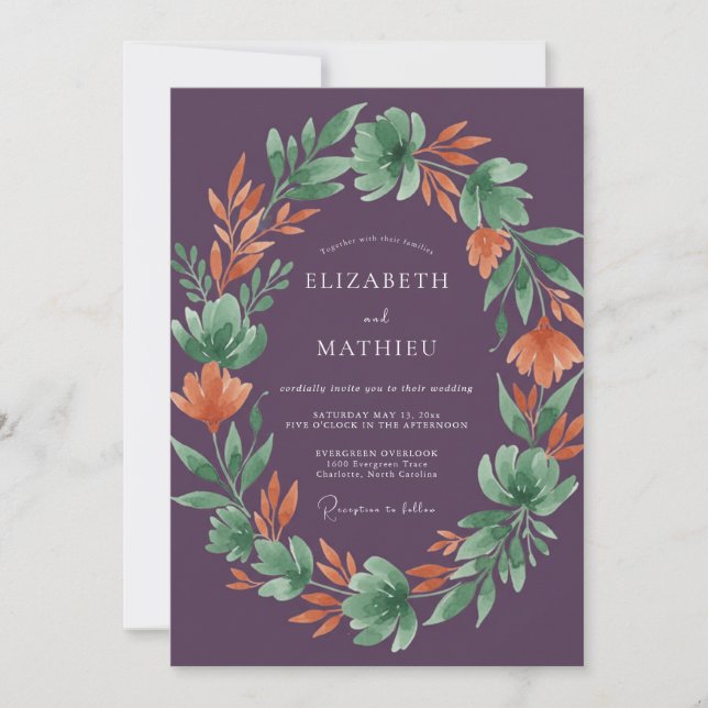 Invitation Mariage Récolte de Prune Émoussée (Devant)