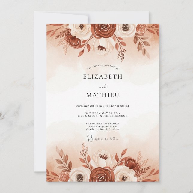 Invitation Mariage Récolte Ensoleillée Terracotta (Devant)