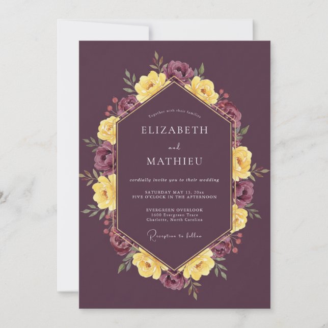 Invitation Mariage Récolte Lustré de Prune (Devant)
